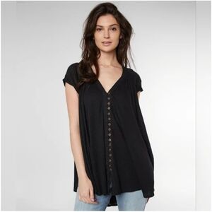Free People Highland Tee top tunic in black